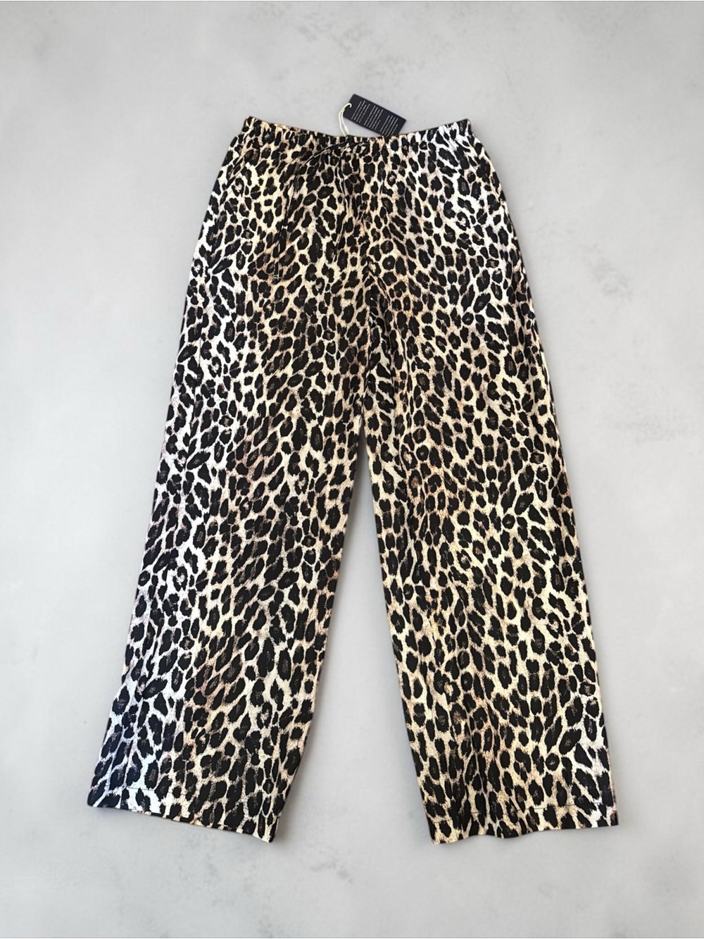 Leopard Print Wide-Leg Pants - Black & Tan